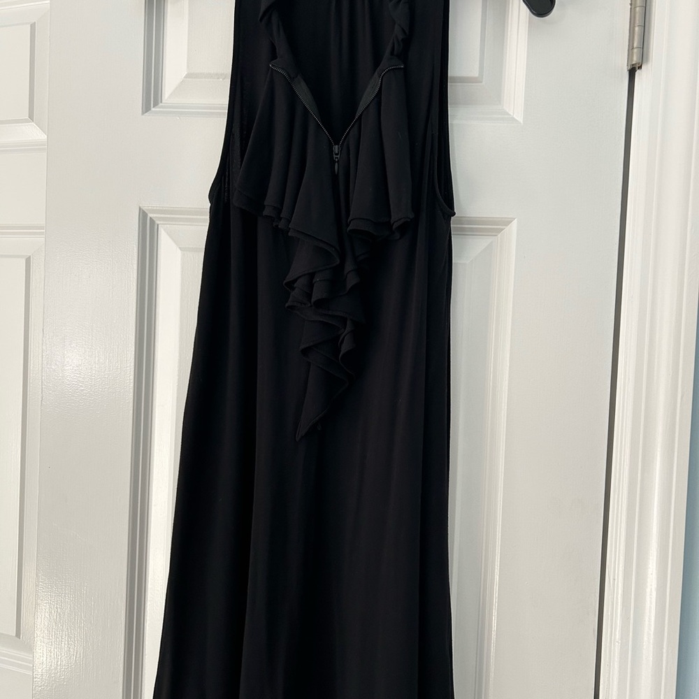 Theory Black Backless Dress with Ruffle Detail